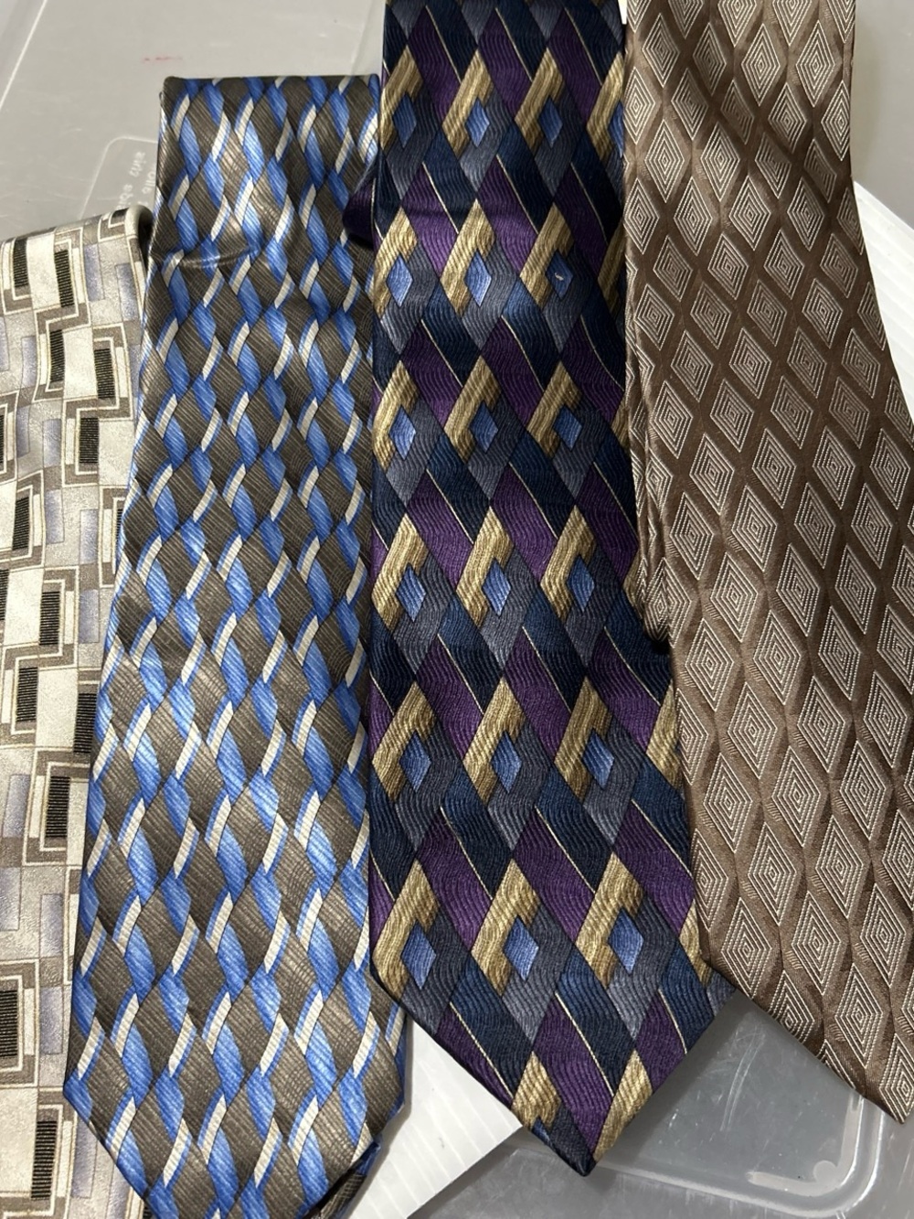 George Men's Diamond Geometric Tie - Purple, Blue & Brown Accent